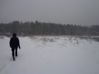 Weg zur Versuchsfläche Schönholz eingeschneit im Winter 201213